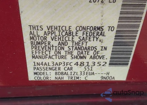 2015 Nissan Altima 2.5 Sv z USA, uszkodzony, nr VIN 1N4AL3AP3FC481352